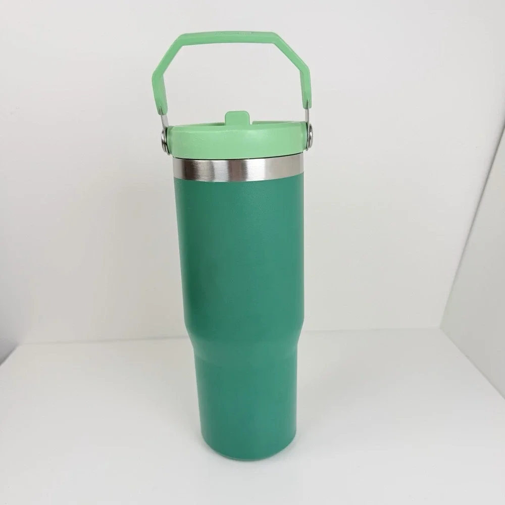Stanley IceFlow Flip Straw Tumbler 30 oz Jade Green Insulated Bottle Handle - Picture 3 of 11